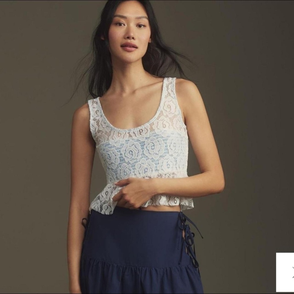 Anthropologie  -  MAEVE LACE OVERLAY CROP TOP, Size XL